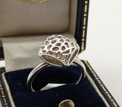 Vintage Silver Honeycomb Ring size N