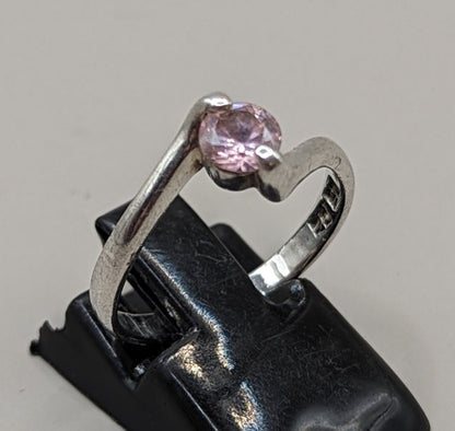 Vintage Sterling Silver Ring with Pink Stone, Size L1/2