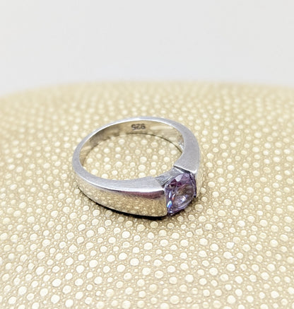 Vintage Sterling Silver Ring with Amethyst UK Size L