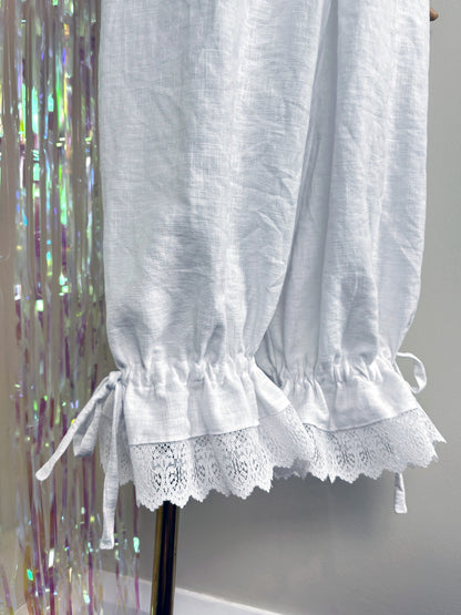 Bloomer Trousers | Linen with Vintage Lace | Made to order