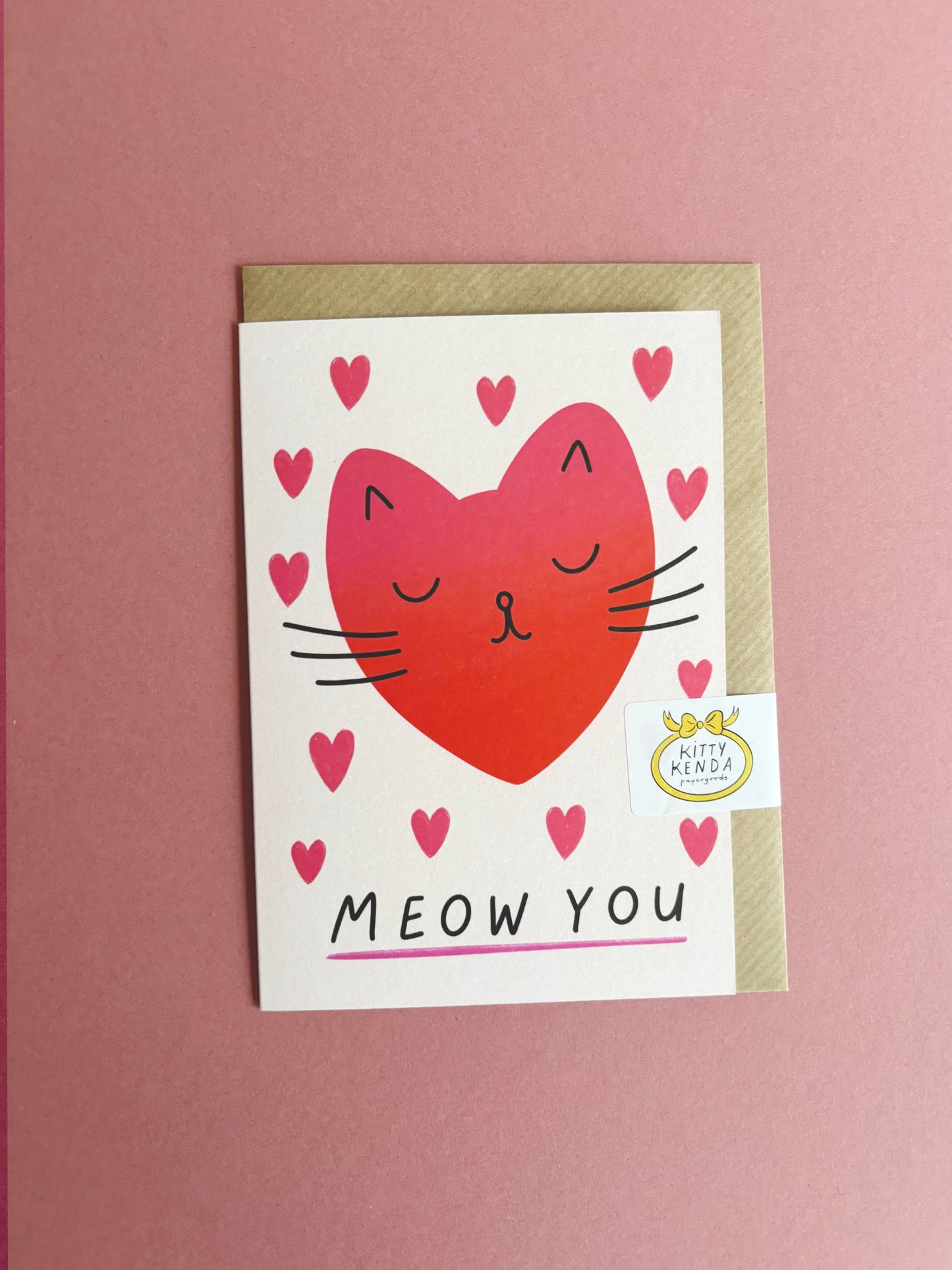 Meow You Valentines Greeting Card by Kitty Kenda