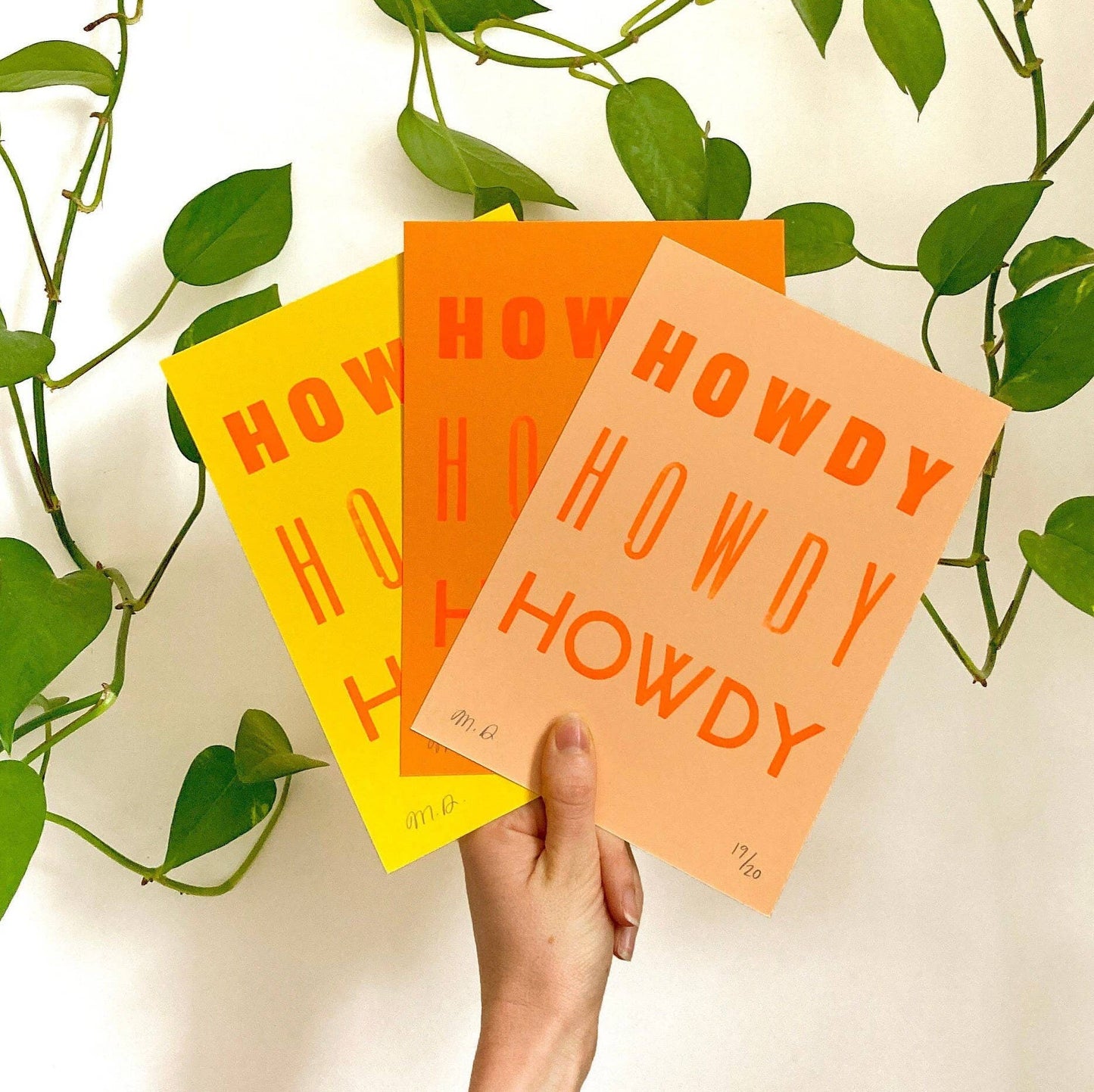 Orange HOWDY Letterpress Print Poster by Nice & Graphic