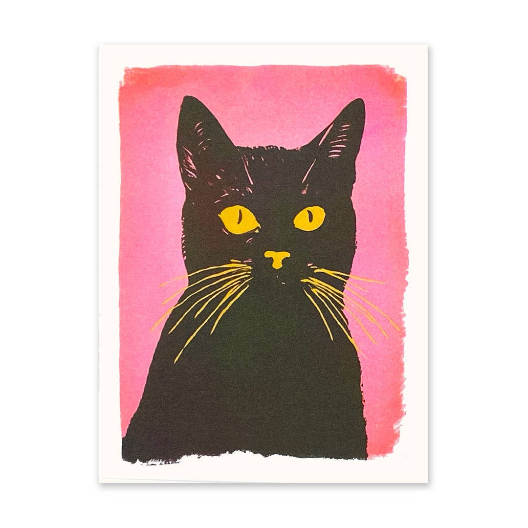 Black Cat Risograph Print by Ohh Deer