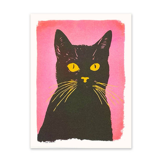 Black Cat Risograph Print by Ohh Deer