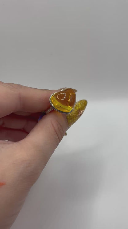 Sterling Silver Bubble Heart Stone Ring, Size P1/2