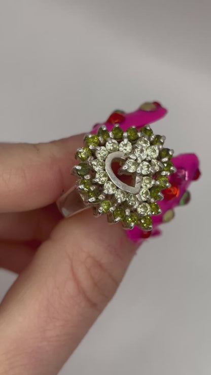 Vintage Sterling Silver Cocktail Cluster Ring, size S