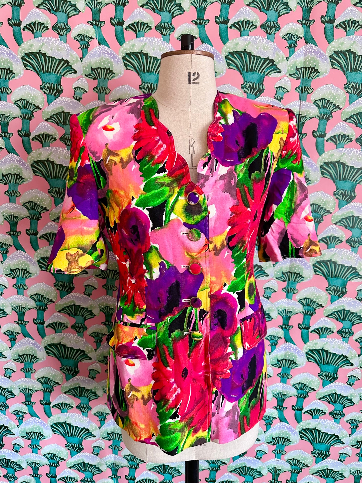 80s Floral Print Jacket happysundayvintage